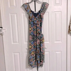 Pretty Rebecca Minkoff Wrap ruffle Midi Black Floral dress XXS